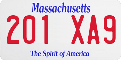 MA license plate 201XA9