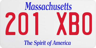 MA license plate 201XB0