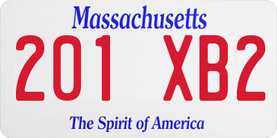 MA license plate 201XB2