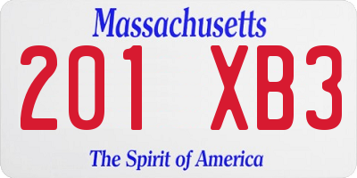 MA license plate 201XB3