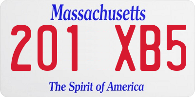 MA license plate 201XB5