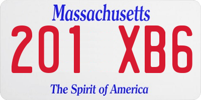 MA license plate 201XB6