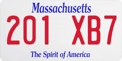 MA license plate 201XB7