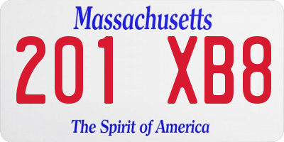 MA license plate 201XB8