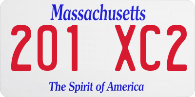 MA license plate 201XC2