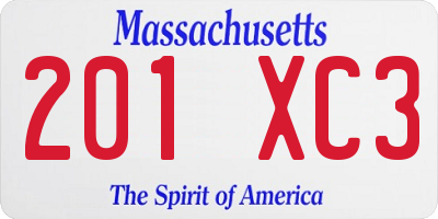 MA license plate 201XC3