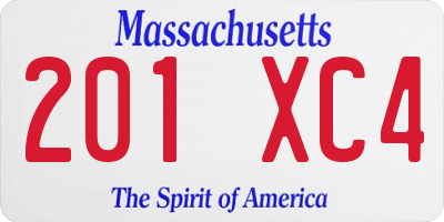 MA license plate 201XC4