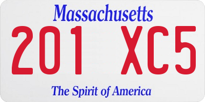 MA license plate 201XC5