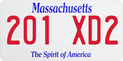 MA license plate 201XD2