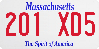 MA license plate 201XD5