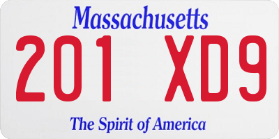 MA license plate 201XD9