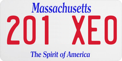 MA license plate 201XE0