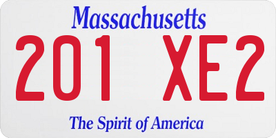 MA license plate 201XE2