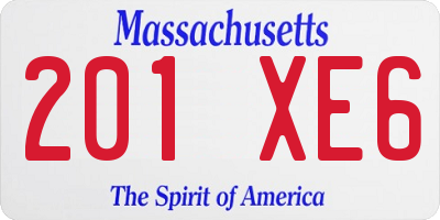 MA license plate 201XE6