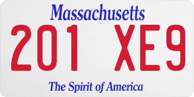 MA license plate 201XE9