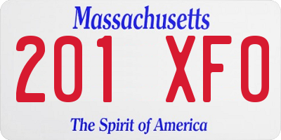 MA license plate 201XF0