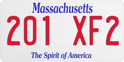 MA license plate 201XF2