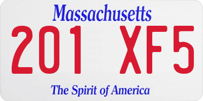MA license plate 201XF5