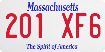 MA license plate 201XF6