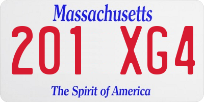 MA license plate 201XG4
