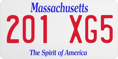 MA license plate 201XG5