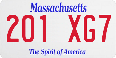 MA license plate 201XG7