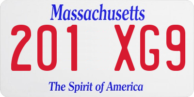 MA license plate 201XG9