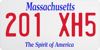 MA license plate 201XH5