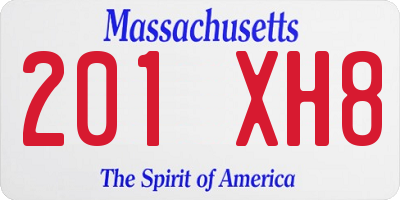 MA license plate 201XH8