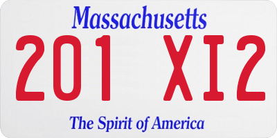 MA license plate 201XI2