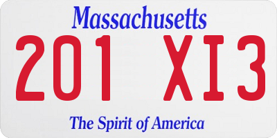 MA license plate 201XI3
