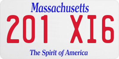 MA license plate 201XI6