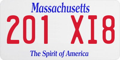 MA license plate 201XI8