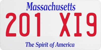 MA license plate 201XI9