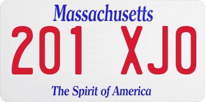 MA license plate 201XJ0
