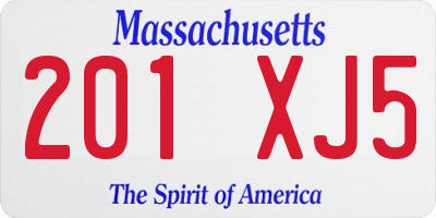 MA license plate 201XJ5