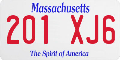 MA license plate 201XJ6