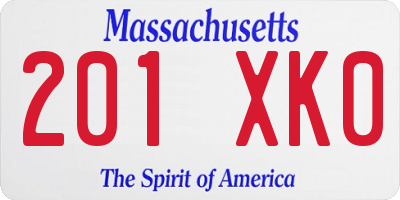 MA license plate 201XK0
