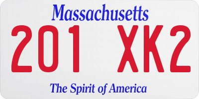 MA license plate 201XK2