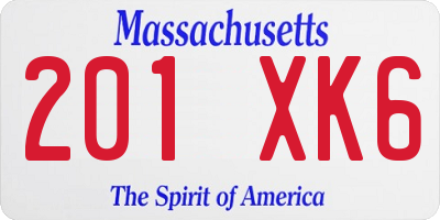 MA license plate 201XK6