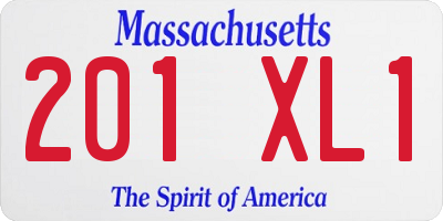 MA license plate 201XL1
