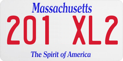 MA license plate 201XL2