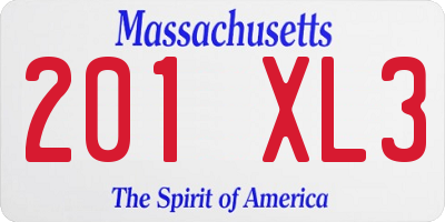 MA license plate 201XL3
