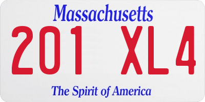 MA license plate 201XL4