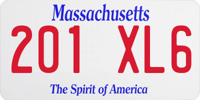 MA license plate 201XL6