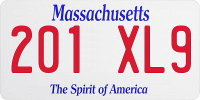 MA license plate 201XL9