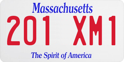 MA license plate 201XM1