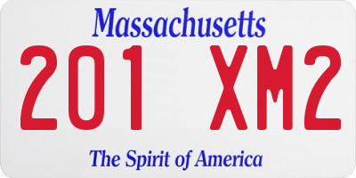 MA license plate 201XM2