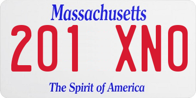 MA license plate 201XN0