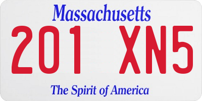 MA license plate 201XN5